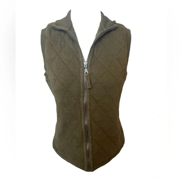 Two Dog Island quilted zip vest – olive/army green, cotton shell, size S - Picture 2 of 10